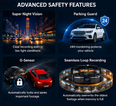 Dual Lens Vehicle BlackBox DVR 1296P 4