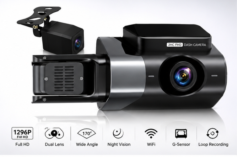Dual Lens Vehicle BlackBox DVR 1296P